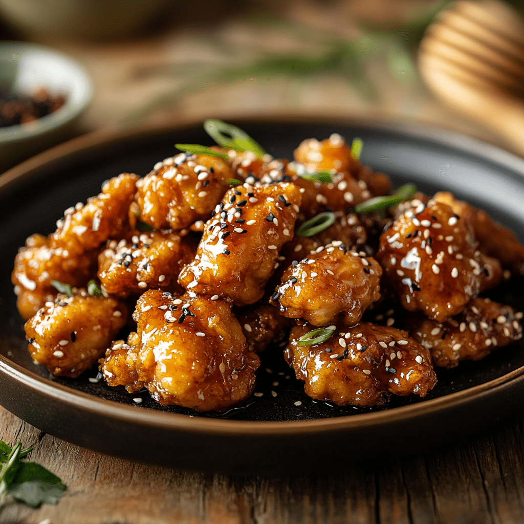 Chicken crispy honey served hot with glossy glaze