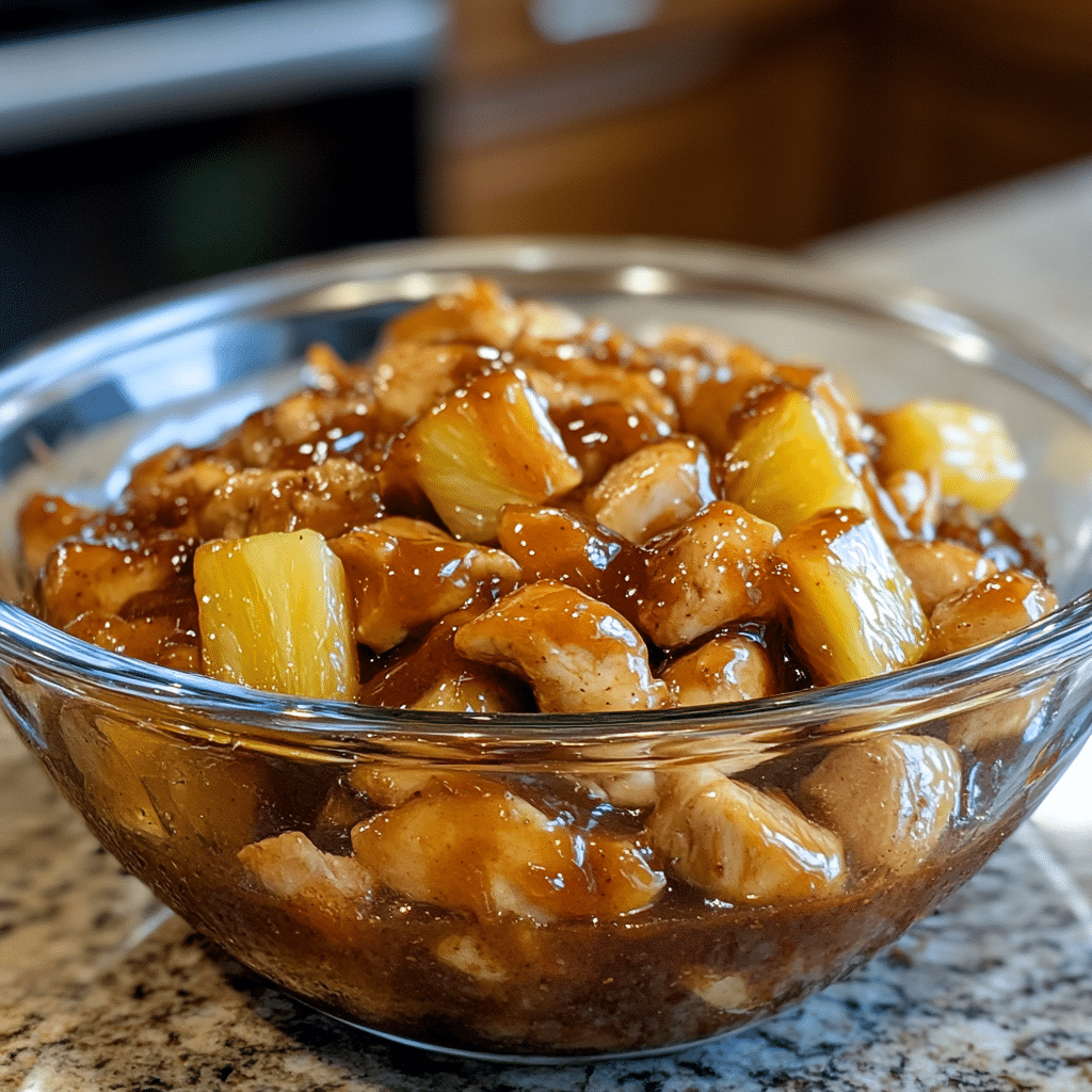 Marinating chicken and pineapple for skewers