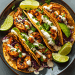 assembling blackened shrimp tacos