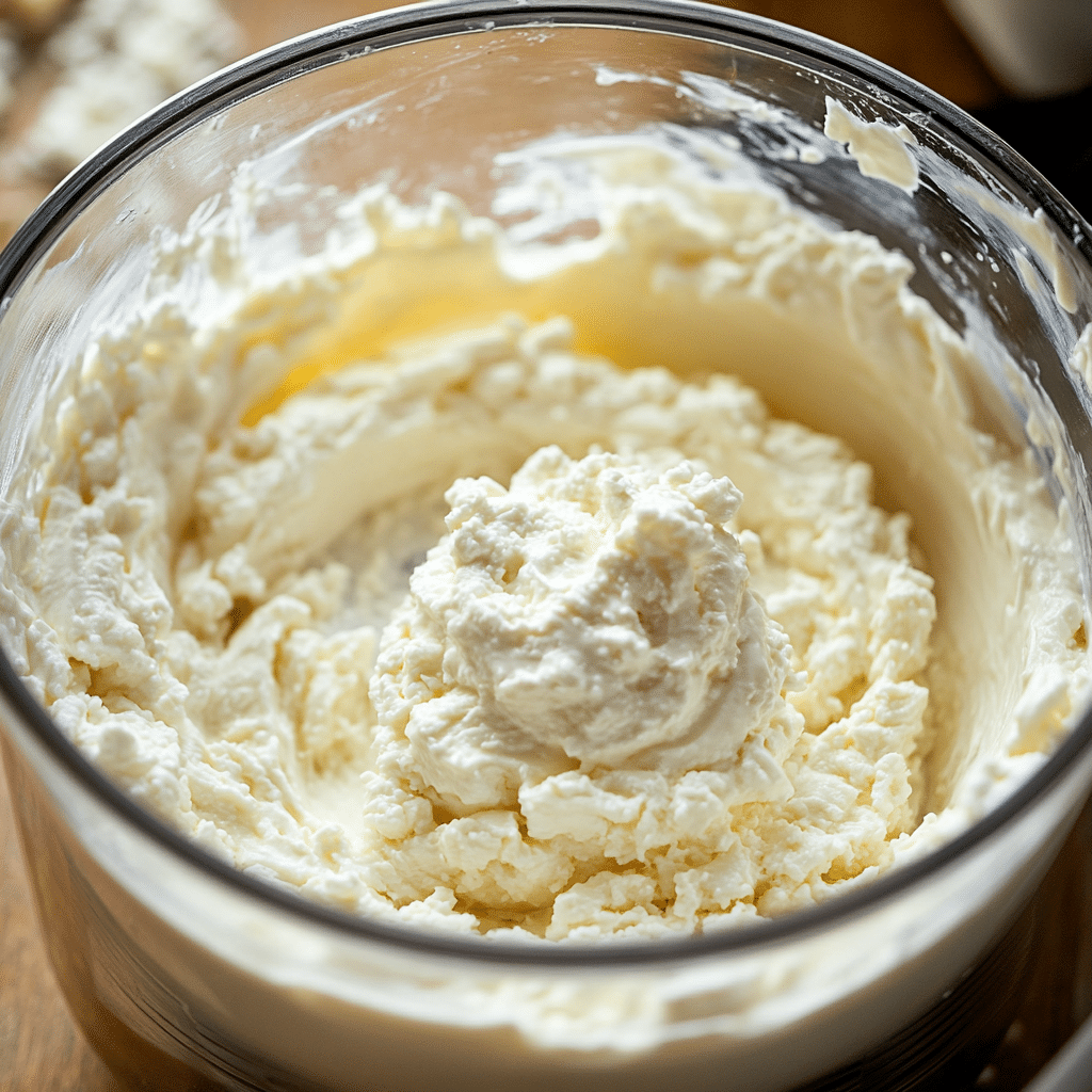 Blending cottage cheese for smooth dip base