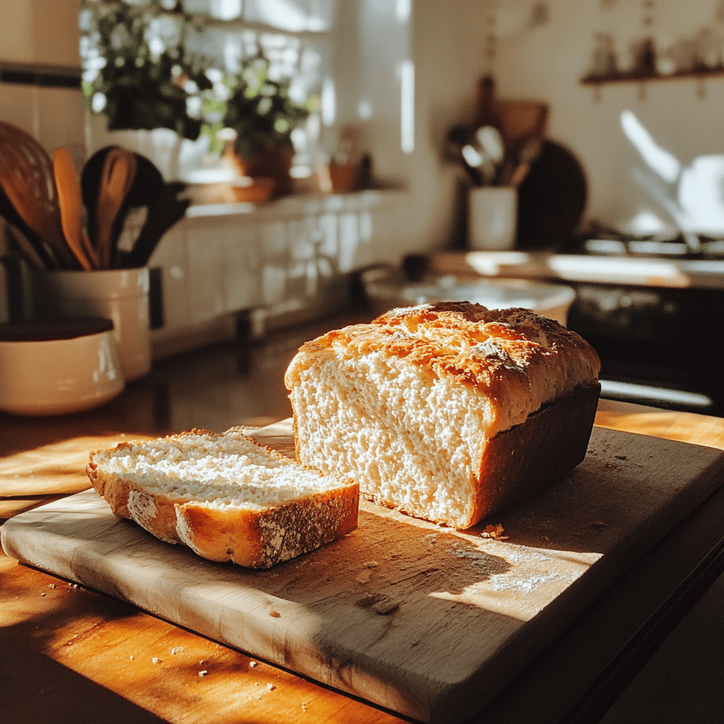 Cottage cheese bread on cutting board