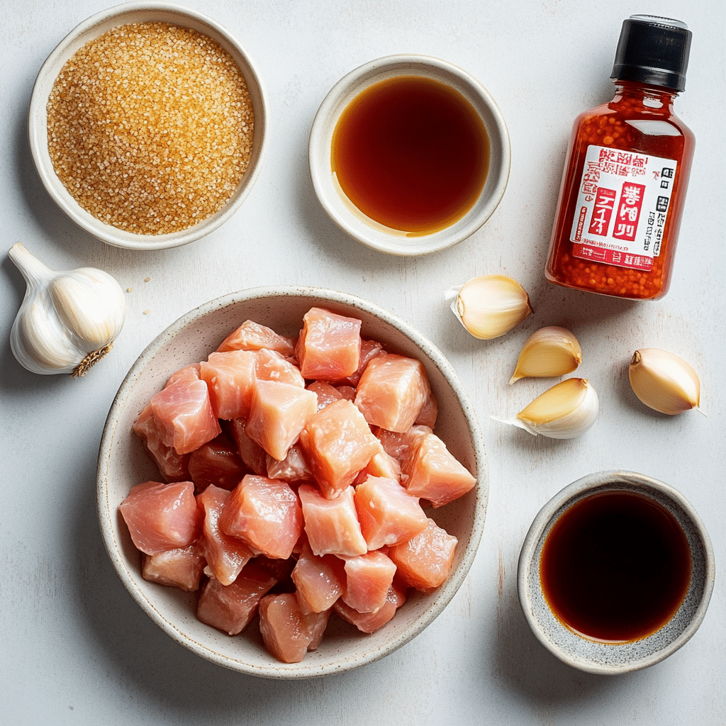 Korean BBQ chicken ingredients flat lay