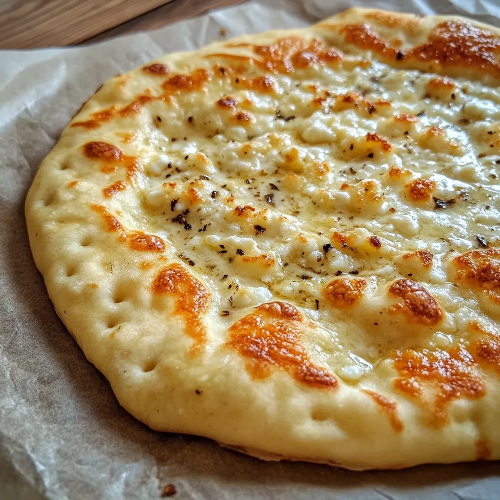 Fresh cottage cheese 2 ingredient flatbread baked and served