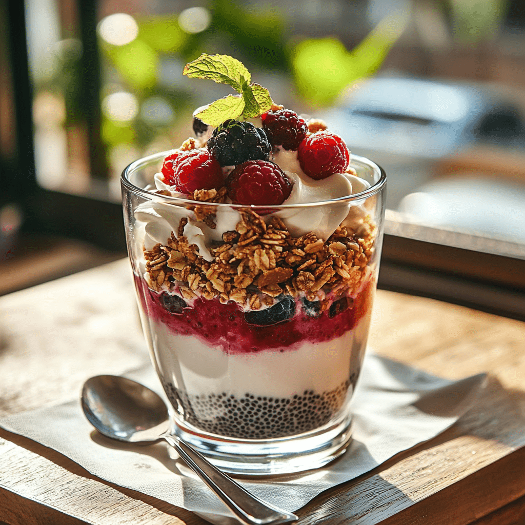 Greek yogurt and chia parfait