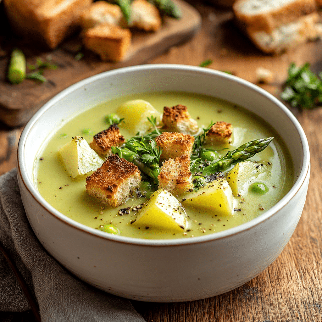 Soup with asparagus and potatoes