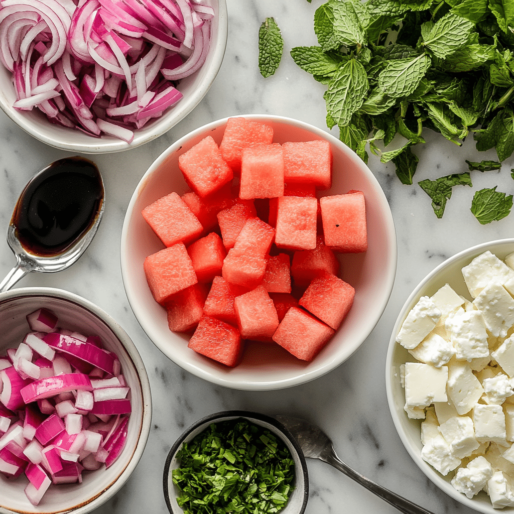 Watermelon salad with balsamic