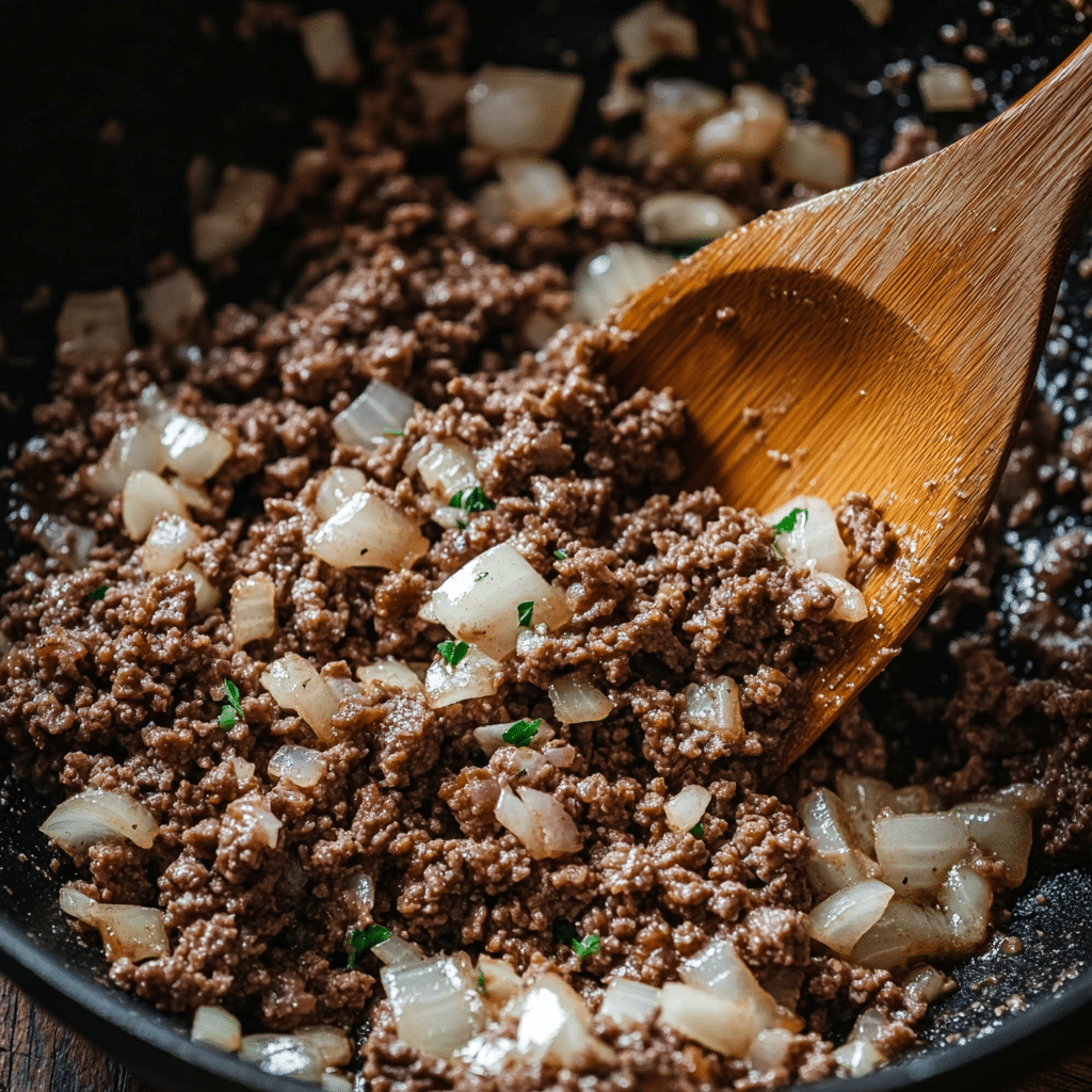 ground meat cooked for stuffed shells