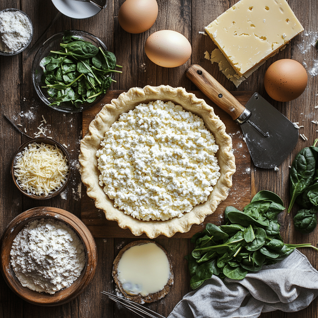 spinach quiche cottage cheese ingredients prep