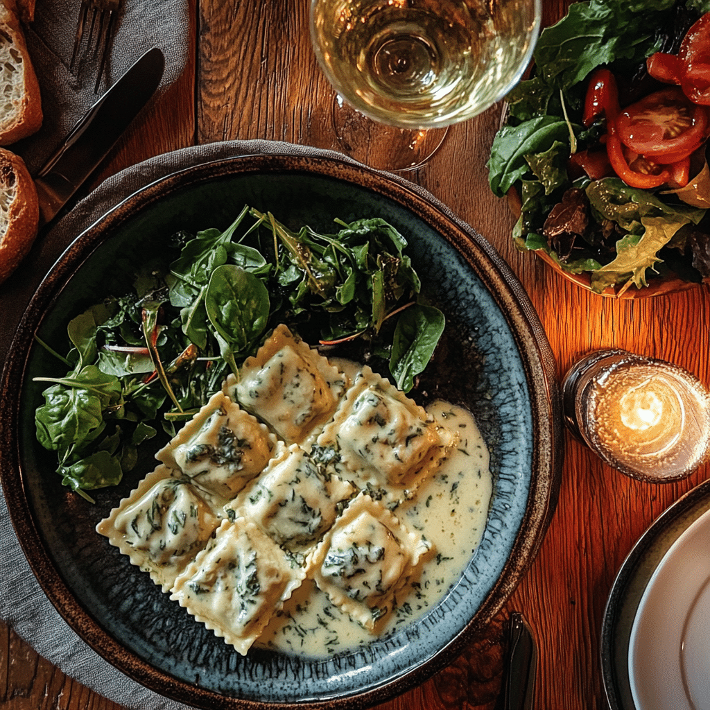 ricotta cheese and spinach ravioli