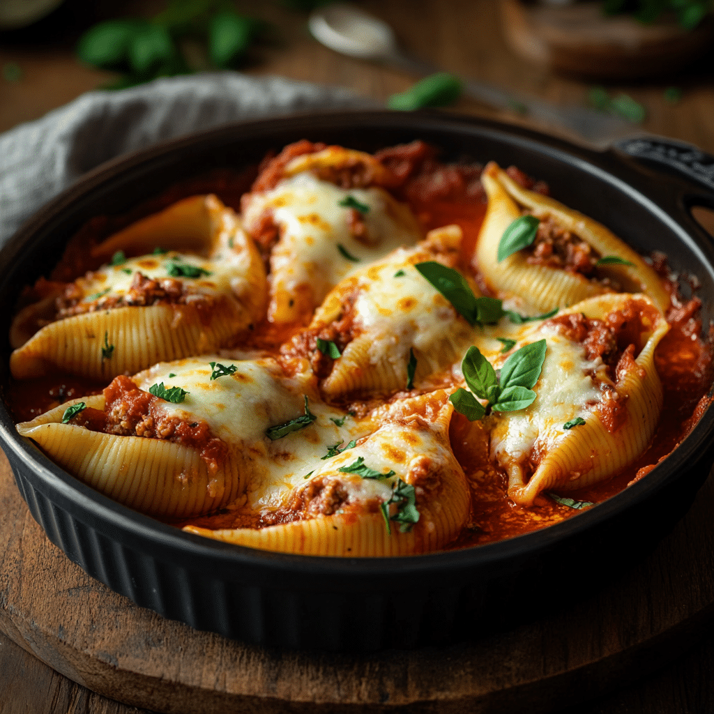 stuffed shells with meat ricotta cheese baked
