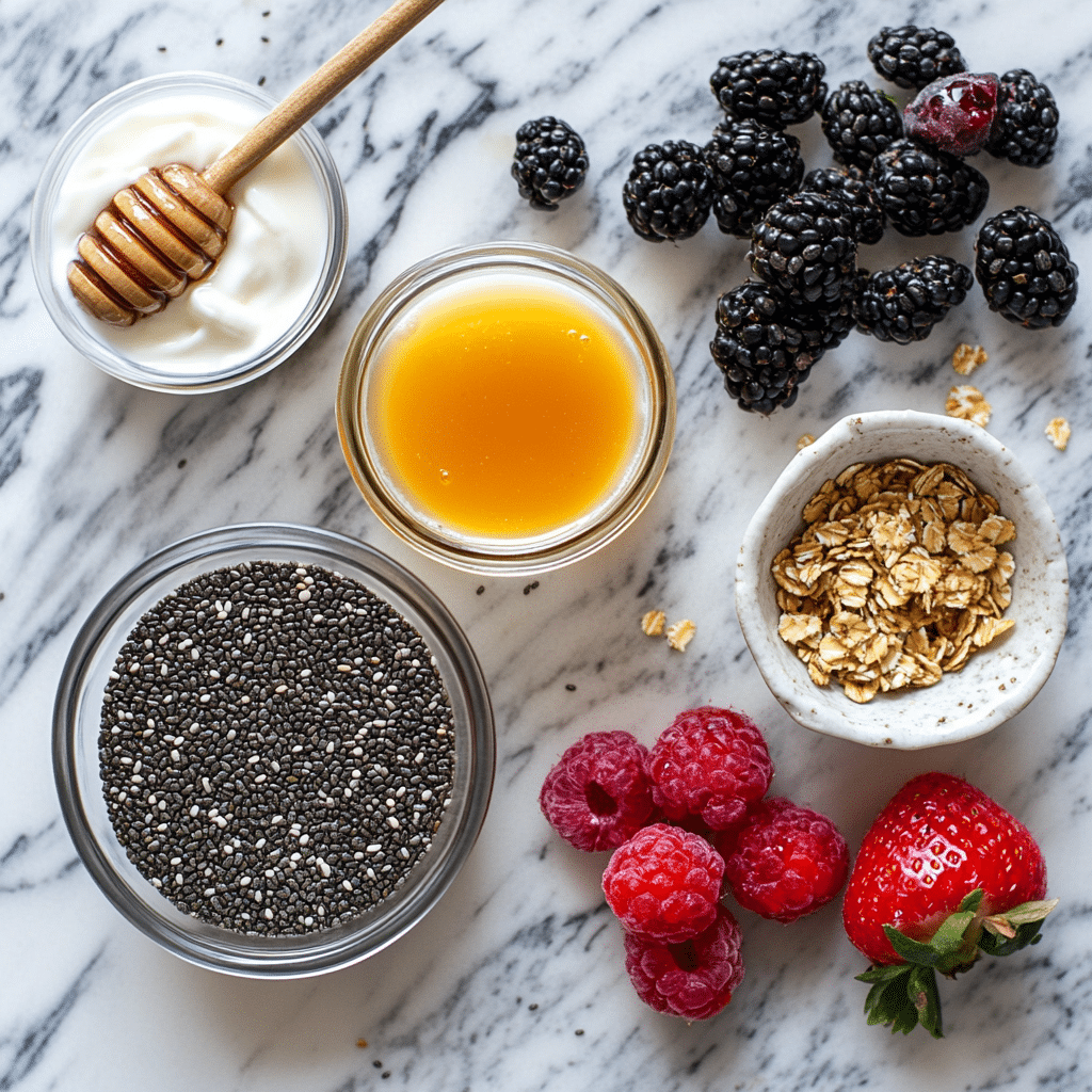Ingredients for Greek yogurt and chia