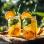 Calamansi drinks in mason jars with citrus garnishes