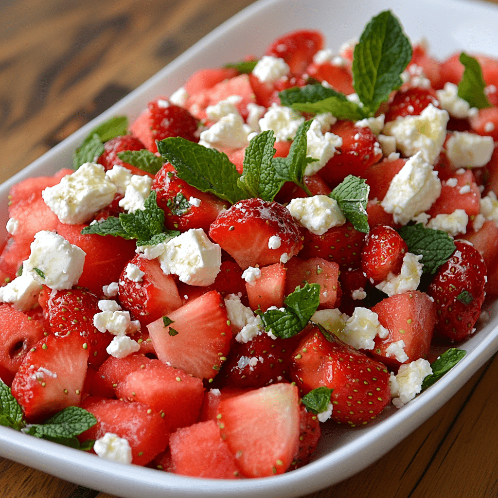 Watermelon and strawberry salad with mint
