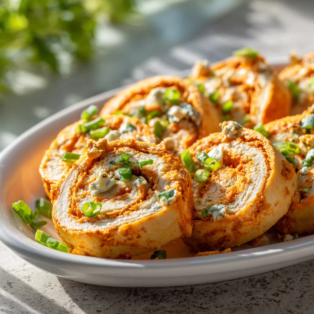 Buffalo Chicken Pinwheels – Easy Creamy Appetizer Roll-Ups
