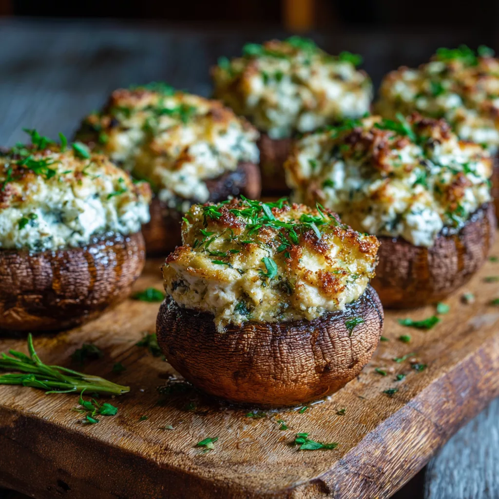 Stuffed Mushrooms with Cream Cheese & Herbs – Easy Party Appetizer