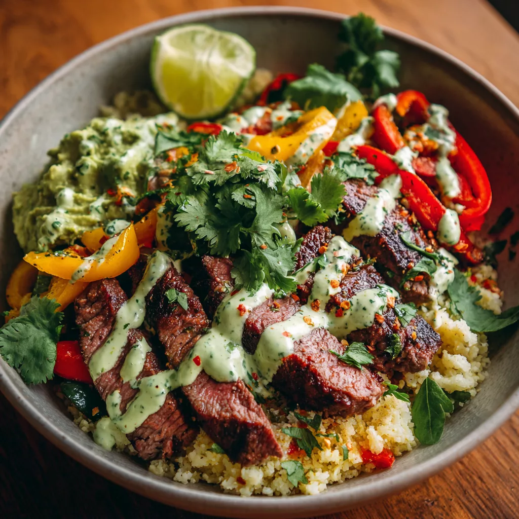 Cilantro Lime Steak Cauliflower Rice Bowls – Fresh Low-Carb Dinner Recipe