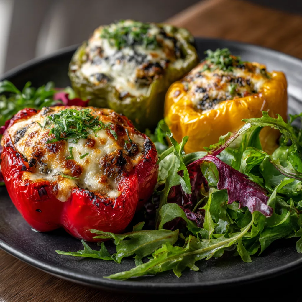 Philly Beef Stuffed Peppers –  Easy Cheesesteak Baked Bell Pepper Dinner