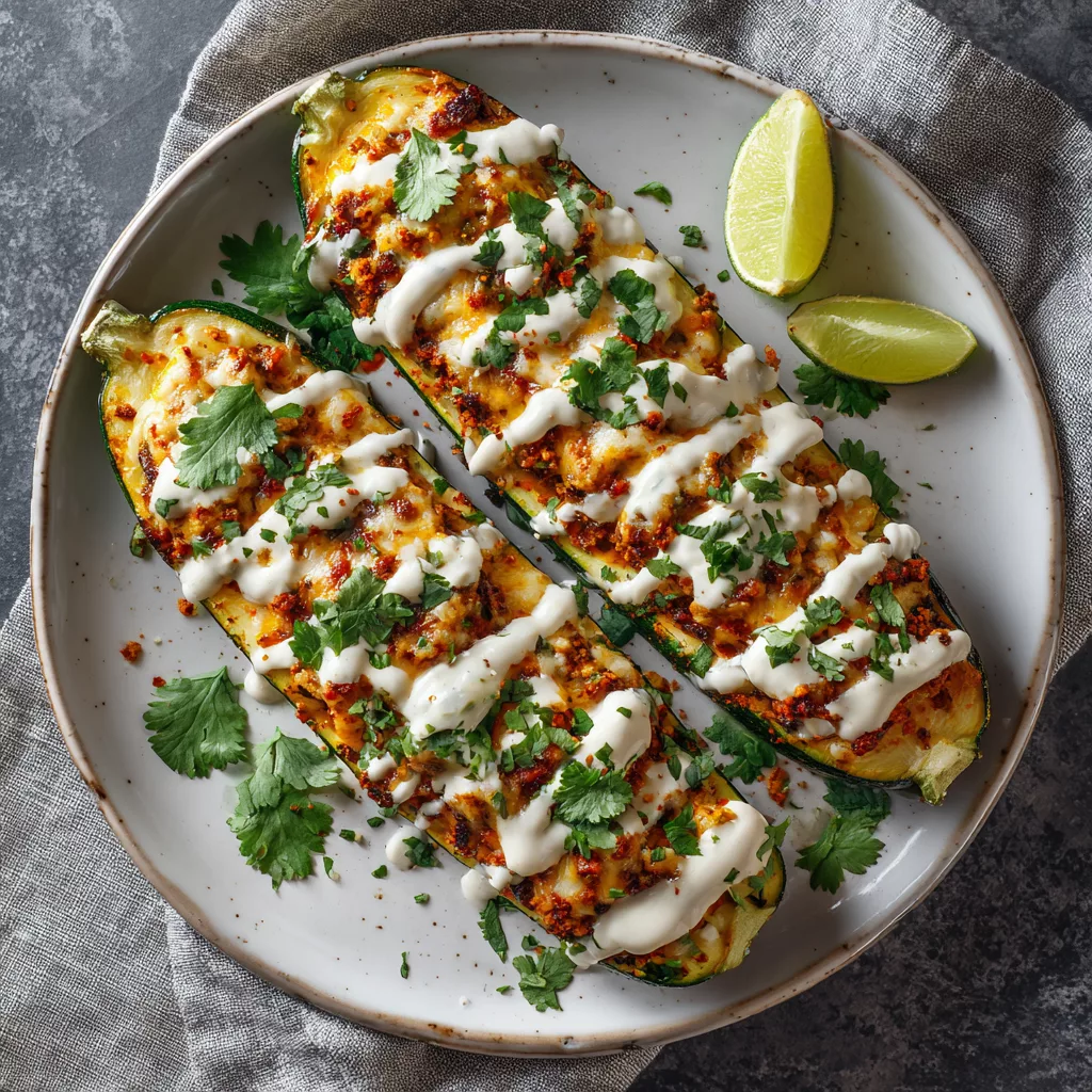 Chicken Enchilada Stuffed Zucchini Boats – Easy Low-Carb Enchilada Dinner