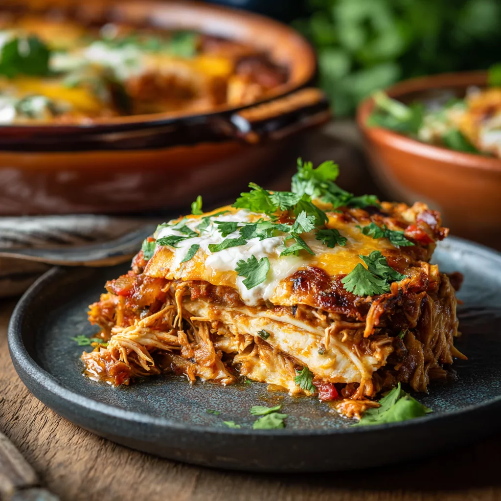 Slow Cooker Chicken Enchilada Stack – Scoopable Layered Dinner