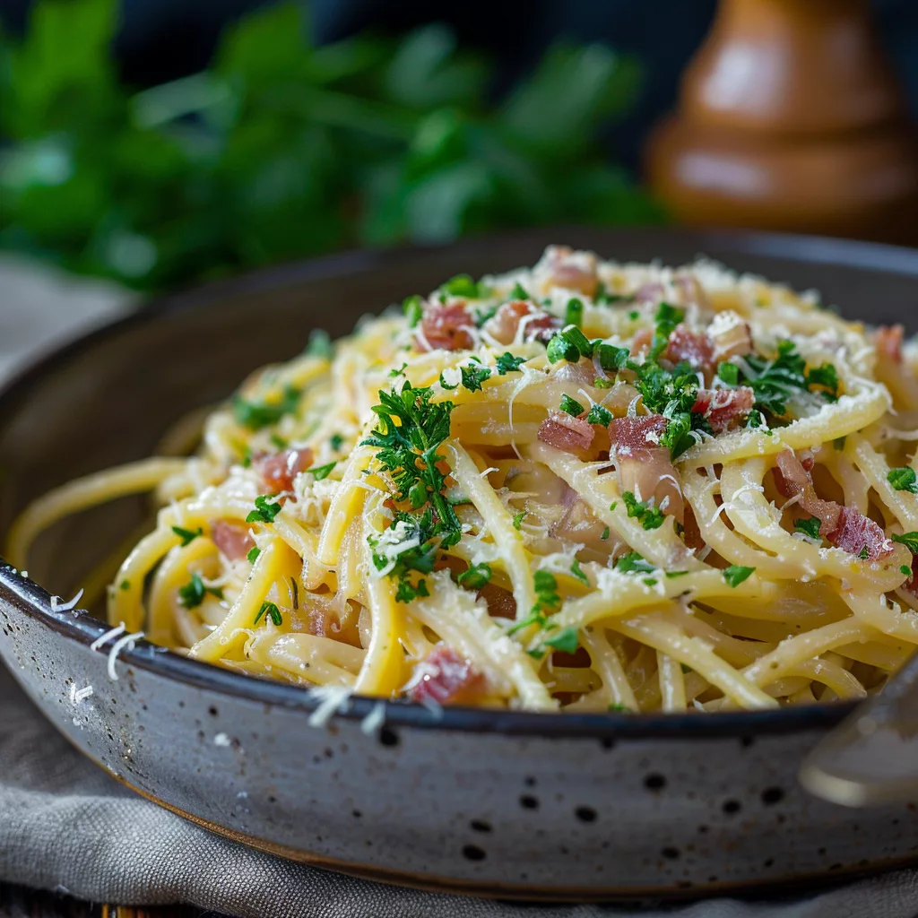 Easy Spaghetti Carbonara Without Pork Bacon or Alcohol